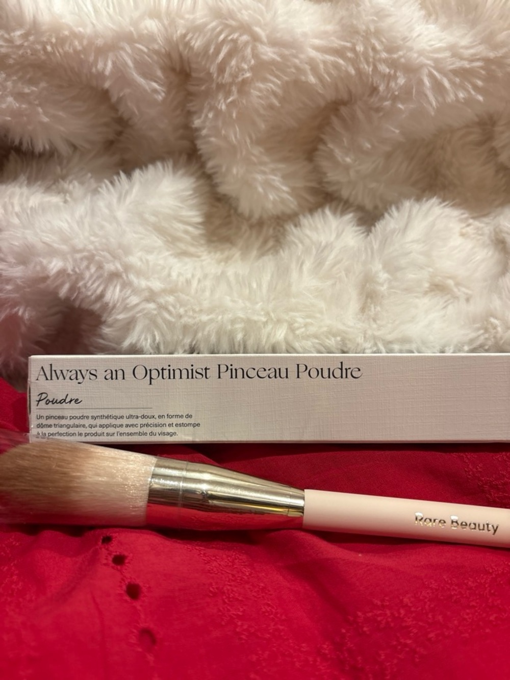 Rare Beauty Always an Optimist Powder Brush - Pink Handle, White Bristles